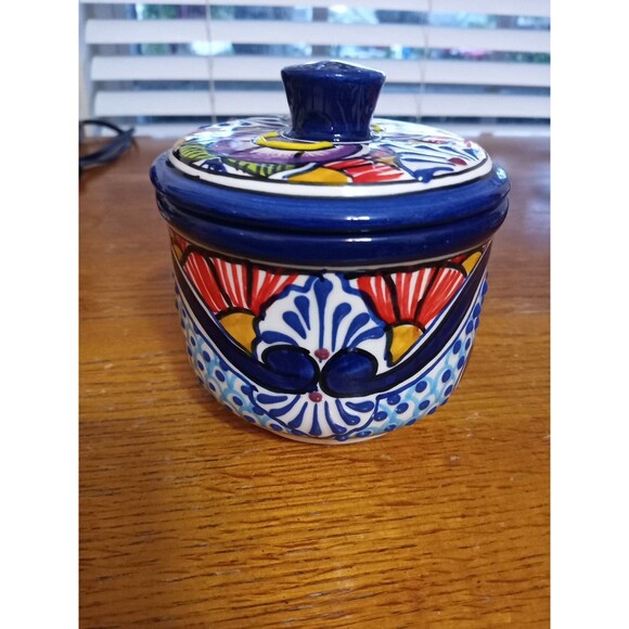 Serving Set~Chips & Dip/Appetizers/Toppings~Floral~Made In Mexico~Lead Free - Picture 10 of 14